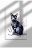 CAT-BLK-17|Poster de artă cu pisică amuzantă, pictură digitală, decor de perete cu pisică neagră drăguță, ilustrație minimalistă cu pisică | A3 (29.7