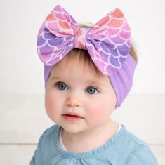 Bentita lila lata cu fundita cu imprimeu