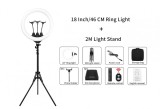 Cumpara ieftin Lampa circulara profesionala 45cm/18inch + trepied 200 cm + accesorii, Iso