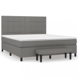 Cumpara ieftin Pat continental cu saltea, gri inchis, 160x200 cm, tesatura
