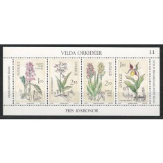 Suedia 1982 Mi 1205/08 bl 10 MNH - Orhidee