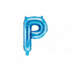 Balon folie metalizata litera P, albastru, 35cm foto