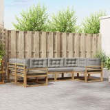 vidaXL Set de canapele de exterior cu pernă 6 pcs Alb și gri deschis 3386935