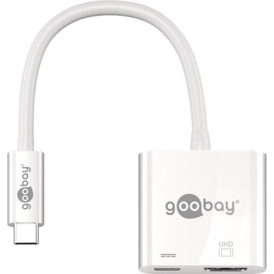 Adaptor multiport USB-C la HDMI 0.145m alb, Goobay, Power Delivery foto