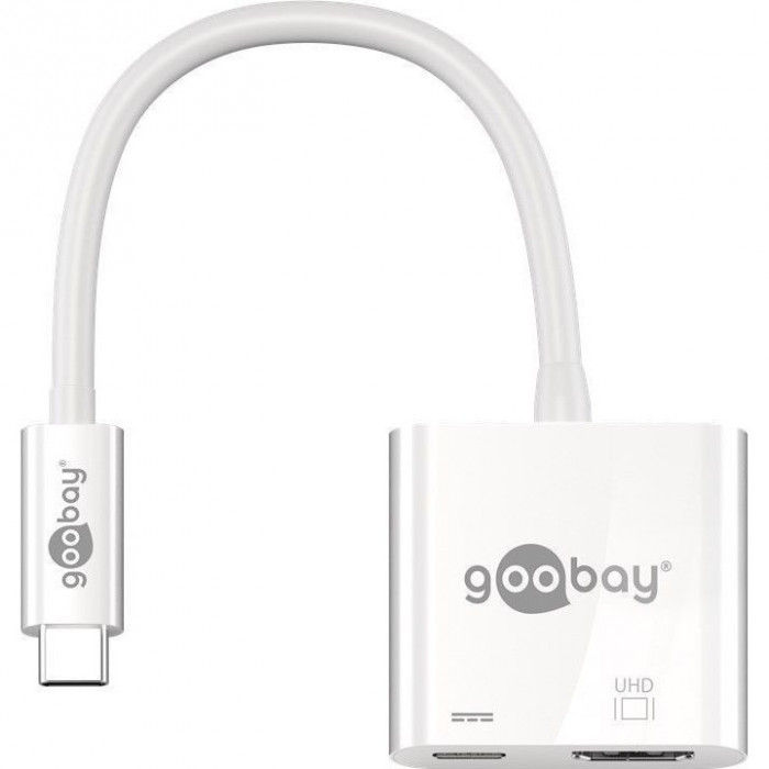 Adaptor multiport USB-C la HDMI 0.145m alb, Goobay, Power Delivery