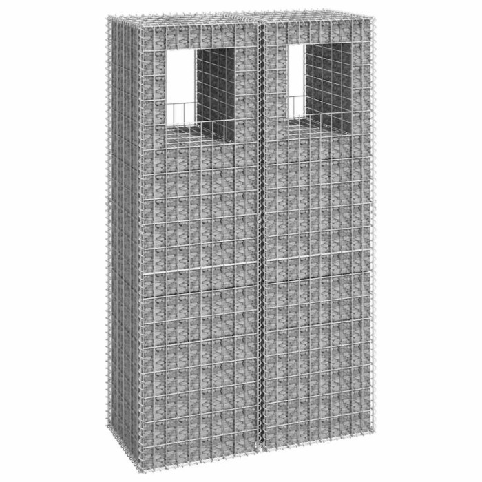 vidaXL St&acirc;lpi tip coș gabion, 2 buc., 50x50x180 cm, fier 151273