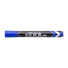 Marker Permanent Deli Think, Varf 1.5 mm, Albastru, Pentru Suprafete Multiple, 1 Buc, Cerneala Albastra pe Baza de Alcool, Markere Permanente cu Varf, foto