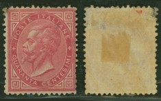 Italy 1863 King Viktor Emanuel II 40C carmine Mi.20 MH Thin spot AM.569 foto