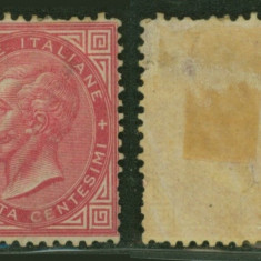 Italy 1863 King Viktor Emanuel II 40C carmine Mi.20 MH Thin spot AM.569