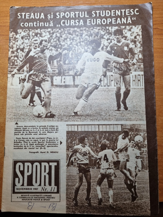 sport noiembrie 1987-daniela silivas,aurelia dobre,fotbal poli timisoara