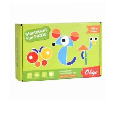 Joc Tangram Puzzle Montessori cu 39 piese, 7Toys foto