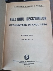 Buletinul deciziunilor pronuntate de Inalta Curte de Casatie si Justitie in anul 1934 vol.LXXI, partea II