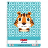 CAIET A4 80F SPIRALA DICTANDO CUTE ANIMALS MOTIV TIGER - albastru, Herlitz