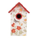 Cumpara ieftin Casuta Pasari lemn decor Lacramioare si Flori 15x10x22 cm