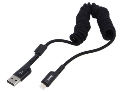 Cablu spiralat USB 2.0 Apple Lightning 1m foto
