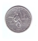 Moneda SUA 25 centi/quarter dollar 2003 D Illinois 1818, stare buna, curata