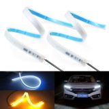 Banda LED Auto Flexibila DRL Semnalizare Secventiala 60cm 12V, Set 2 Bucati, Lumini Zi Pozitie, Universal