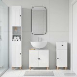 Cumpara ieftin Set de cabinet pentru baie cu 3 piese ALKMAAR Alb foarte lucios