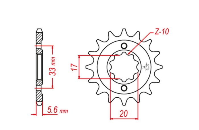 Pinion fata Otel KAWASAKI KXF 250 04- 05, SUZUKI RMZ 250 04- 05