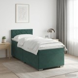 Cumpara ieftin Pat box spring cu saltea si LED Verde inchis 100 x 200 cm