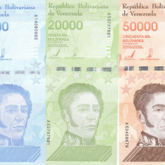 Bancnota Venezuela 10.000 - 50.000 Bolivares 2019 - PNew UNC ( set x3 )