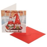 Felicitare Mini Gnome Sanie Cadou Crăciun cu Folie \"Merry Christmas\", CMCLASS