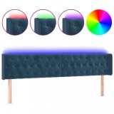 Cumpara ieftin Tablie de pat cu LED, albastru inchis, 183x16x78/88 cm, catifea
