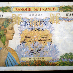 349 FRANTA WWII 500 FRANCS FRANCI 1.10.1942 SR. 804