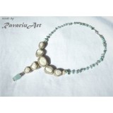 B166. Colier Aisberg, fir metalic Japonez argintiu, spartura de marmura, 45cm