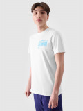 Tricou regular cu imprimeu pentru bărbați - alb, 4F Sportswear