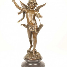 Cupidon - statueta din bronz pe soclu din marmura BR-95