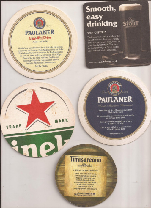 N5 - Lot 10 bucati - suport pentru bere din carton / coaster