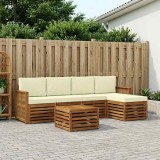 vidaXL Set de canapele de exterior cu pernă 6 pcs Natural și Crem 3384266