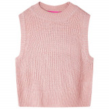 Vestă pulover pentru copii tricotată, roz deschis, 104