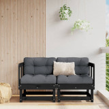 Canapele coltar cu perne, 2 buc., negru, lemn masiv de pin GartenMobel Dekor, vidaXL