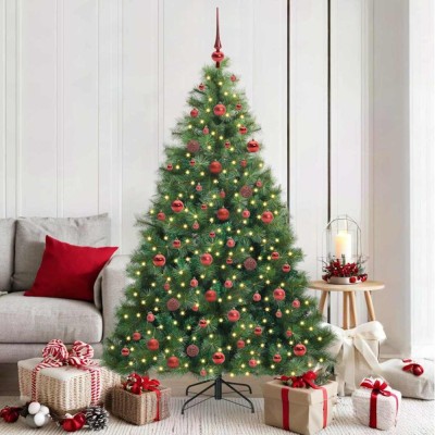Brad de Crăciun artificial cu 300 LED Verde 180 cm PE și PVC foto