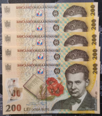 Bancnota 200 lei Romania - 2018 (2022) - serii consecutive (aUNC) foto