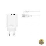 Incarcator Retea Cu Cablu microUSB XO Design CE34 12W 2.4A 2 x USB-A Alb