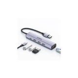 Adaptor multifuncțional Ugreen HUB USB 3.0 - 3 x USB / Ethernet RJ-45 / USB Type C PD, gri