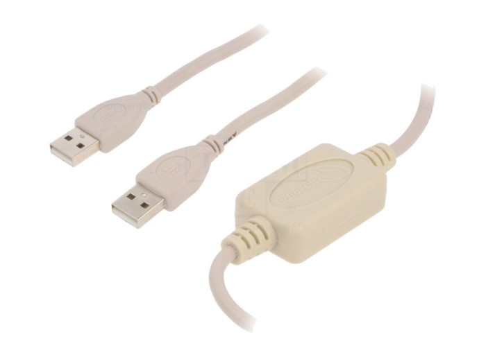 Cablu USB A-A 1,8m Alb USB 2.0