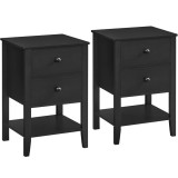 VASAGLE Set de 2 noptiere din bambus, cu 2 sertare, 35x40x60 cm, negru Household NewTrend