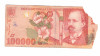 Bancnota 100000 lei 1998, colturi rupte