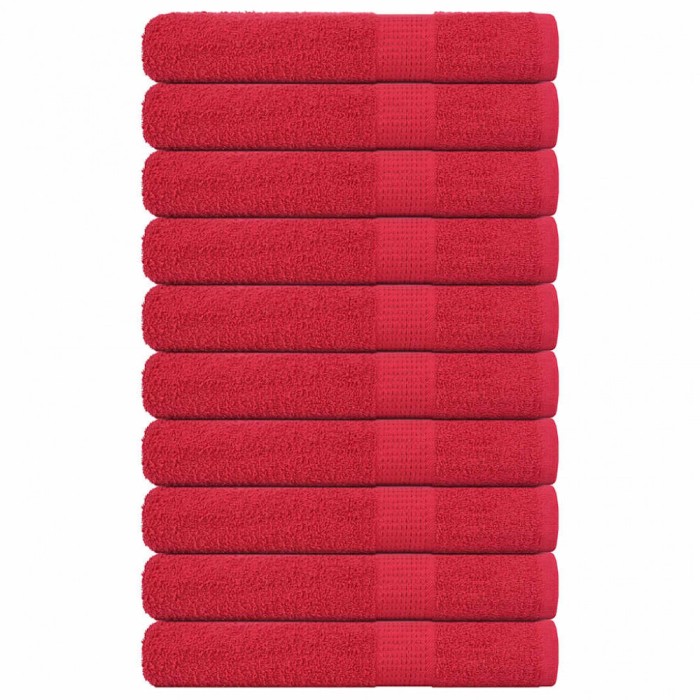 vidaXL Prosoape 10 buc Roșu 100x200 cm 360 g/m&sup2; 100% bumbac