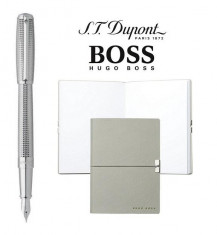 Stilou S.T. Dupont Fount Elysee Diamond Head si Notepad Hugo Boss foto