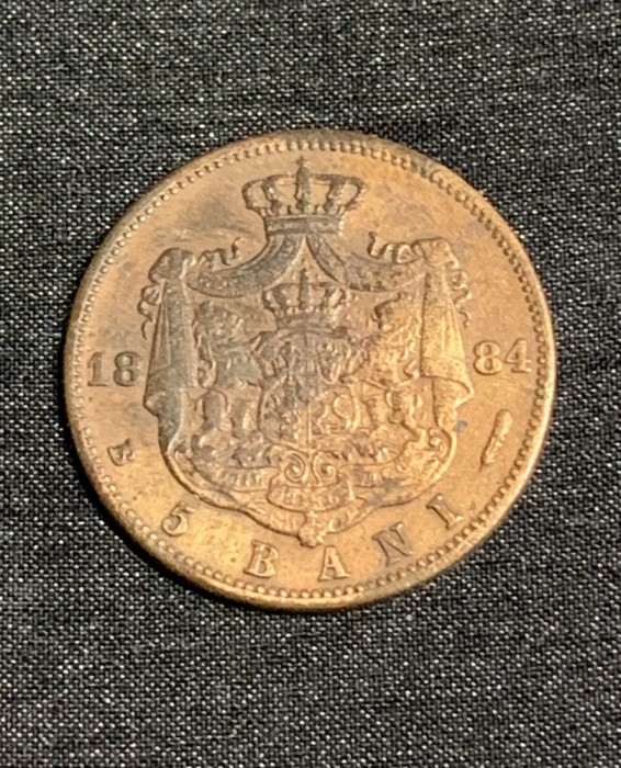 Moneda 5 bani 1884