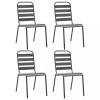 VidaXL Scaune de exterior, 4 buc., gri &icirc;nchis, oțel, design lamelar 310155