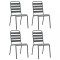 vidaXL Scaune de exterior, 4 buc., gri &icirc;nchis, oțel, design lamelar 310155