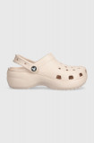 Cumpara ieftin Crocs papuci Classic Platform Clog femei, culoarea roz, cu platformă 206750