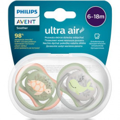 Set 2 suzete Philips-Avent SCF085/60, ultra air pacifier 6-18 luni, Ortodontice, fara BPA, Broscuta/Balena