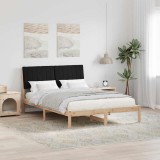 Cumpara ieftin Cadru de pat cu headboard Negru 140 x 200 cm Lemn de pin masiv